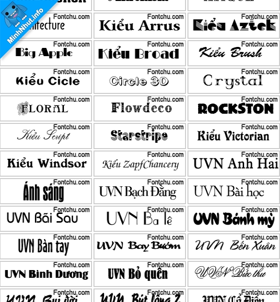 Share bộ 214 font Unicode VN đẹp cho thiết kế