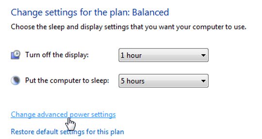 Chọn tiếp Change advanced power settings