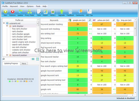 Giao diện của CuteRank checker Giao diện của CuteRank checker
