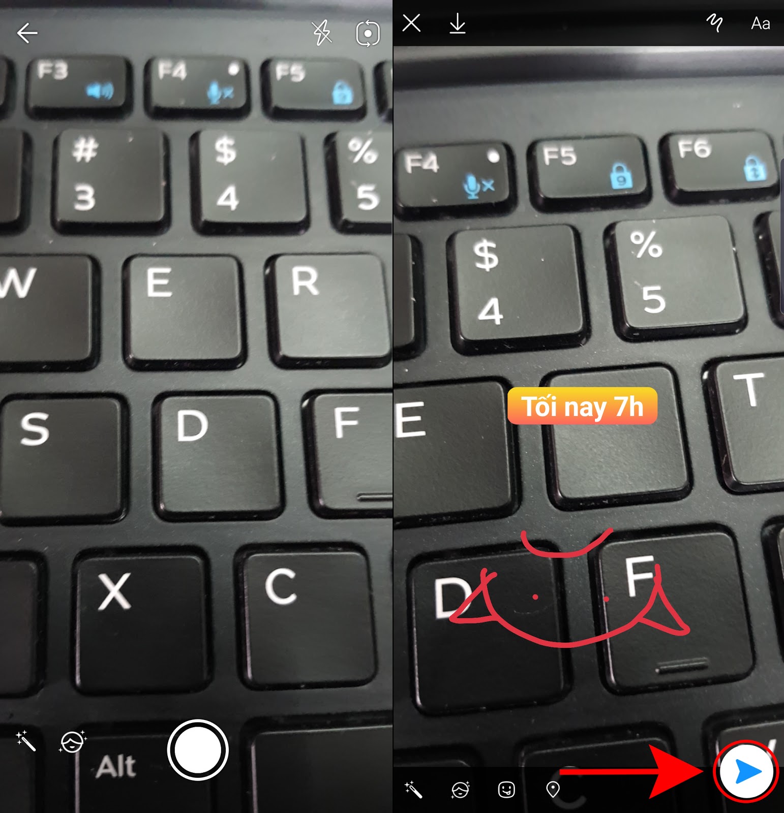 Gửi hình ảnh, nội dung bí mật