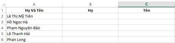 Tách họ và tên trong excel 1 tách họ và tên trong excel 1