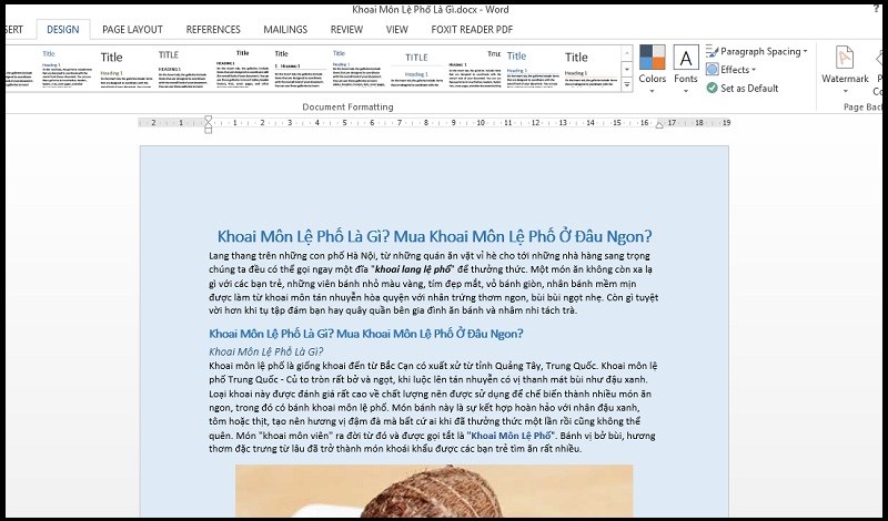 Màu nền văn bản đã được thay đổi Sau khi đổi màu nền ta được kết quả như hình