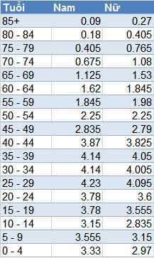 Cách vẽ biểu đồ tháp dân số với Excel 2 biểu đồ tháp dân số