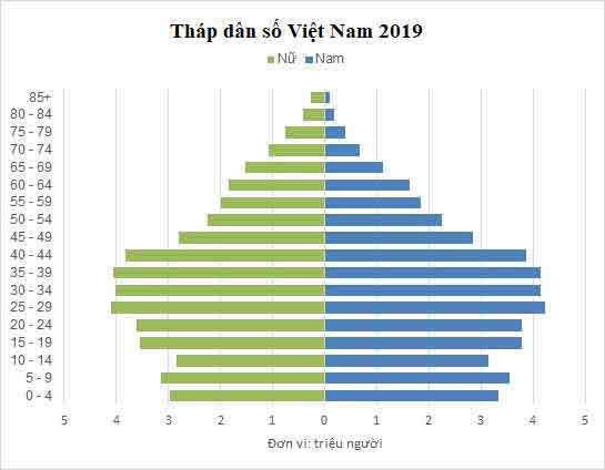 Cách vẽ biểu đồ tháp dân số với Excel 1 biểu đồ tháp dân số