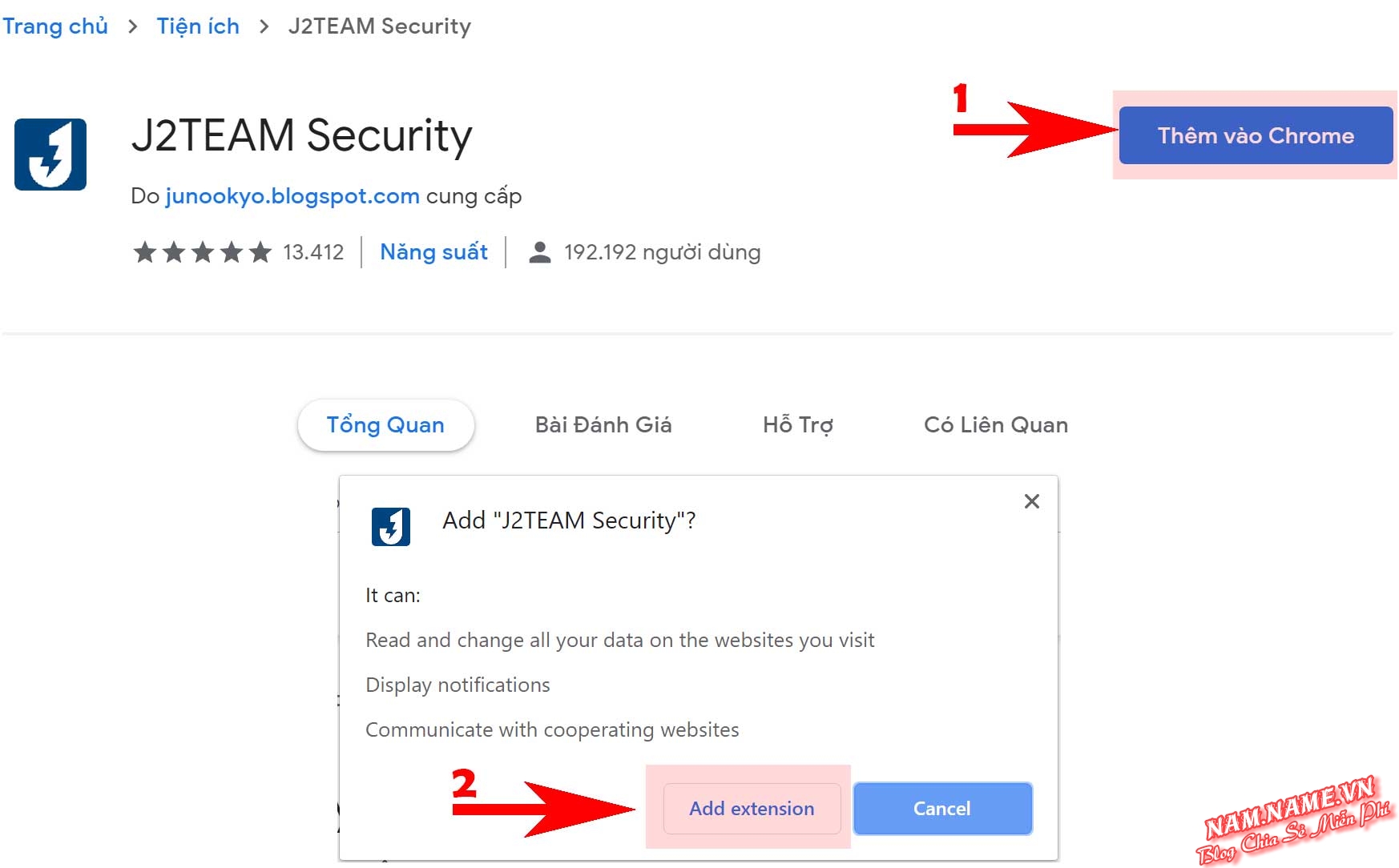 Cài đặt tiện ích Add-on cho trình duyệt PC