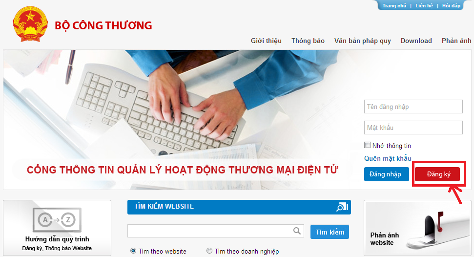 Quy trình đăng ký website thương mại điện tử với Bộ Công Thương