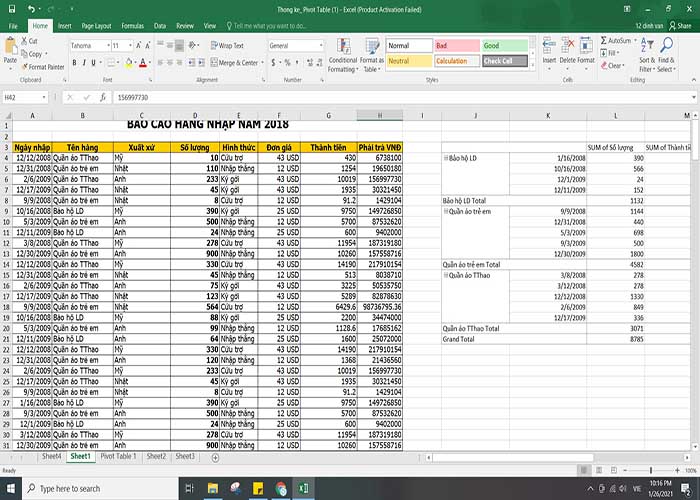 Phân tích dữ liệu với Pivot Table