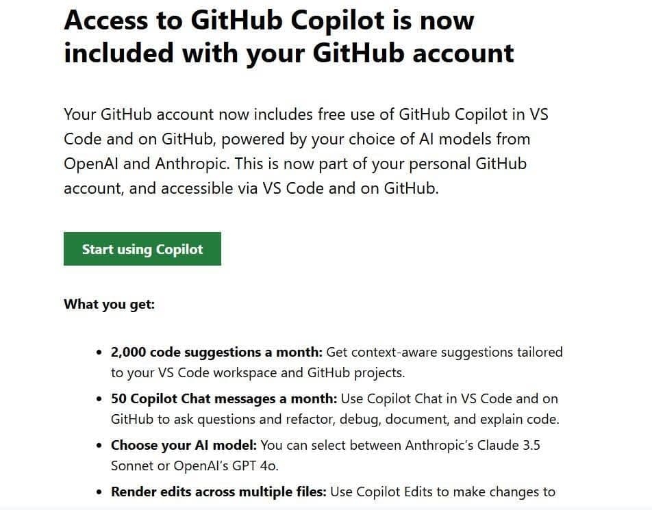 GitHub Copilot đã có thể sử dụng trên các tài khoản GitHub free