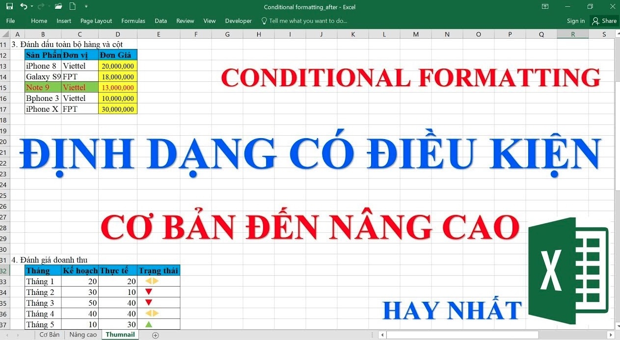 Sử dụng Conditional Formatting - Định dạng theo điều kiện trong excel
