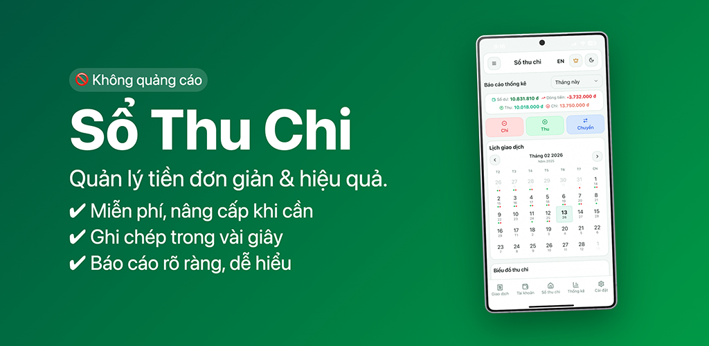 Giới thiệu ứng dụng Sổ Thu Chi: Quản lý chi tiêu và tặng mã Pro Lifetime