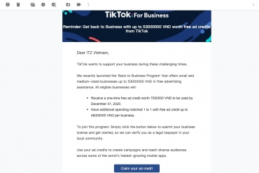 Hướng dẫn nhận 53 triệu tiền quảng cáo trên TikTok Ads